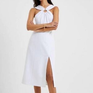 French Connection Echo Recycled Crepe Halter Dress Linen White Size 10 Neutral